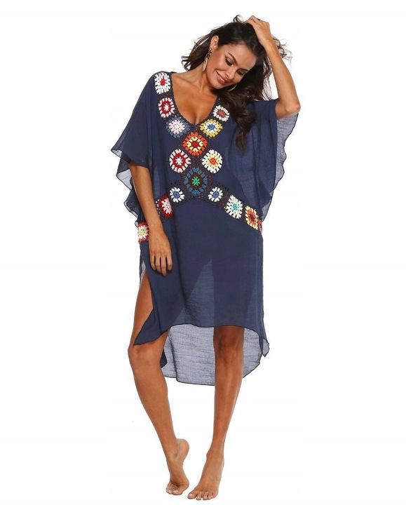 PAREO TUNIKA BOHO LETNIA SUKIENKA NARZUTKA PLAŻOWA na plażę ZWIEWNA