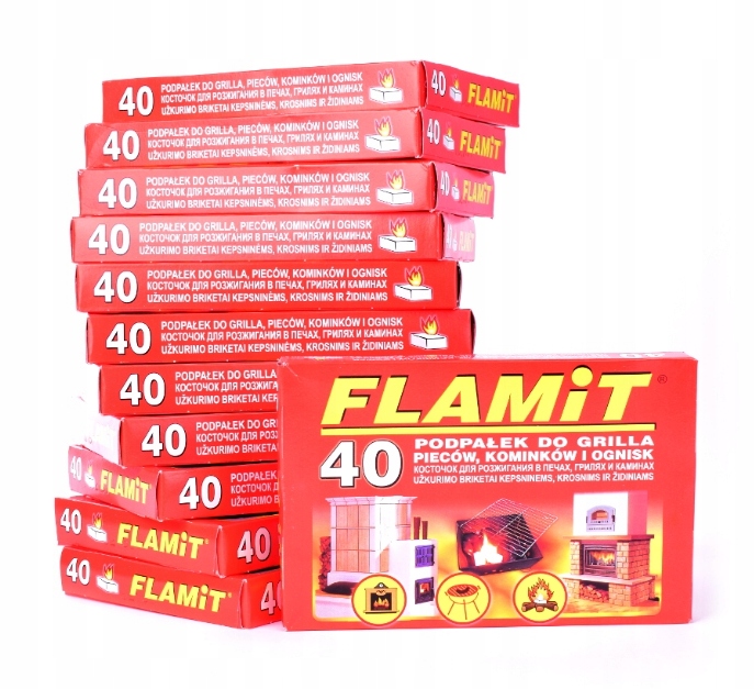 10x Podpałka rozpałka do KOMINKA PIECA GRILLA KOMINKA FLAMIT 0,2kg 40