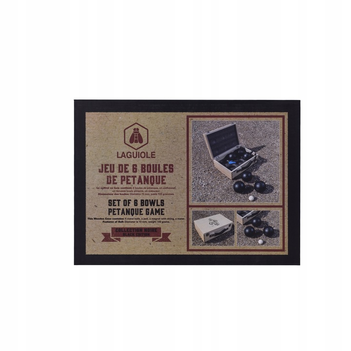 Bule do gry w BOULE w skrzynce CZARNE na prezent 6 kule LAGUIOLE