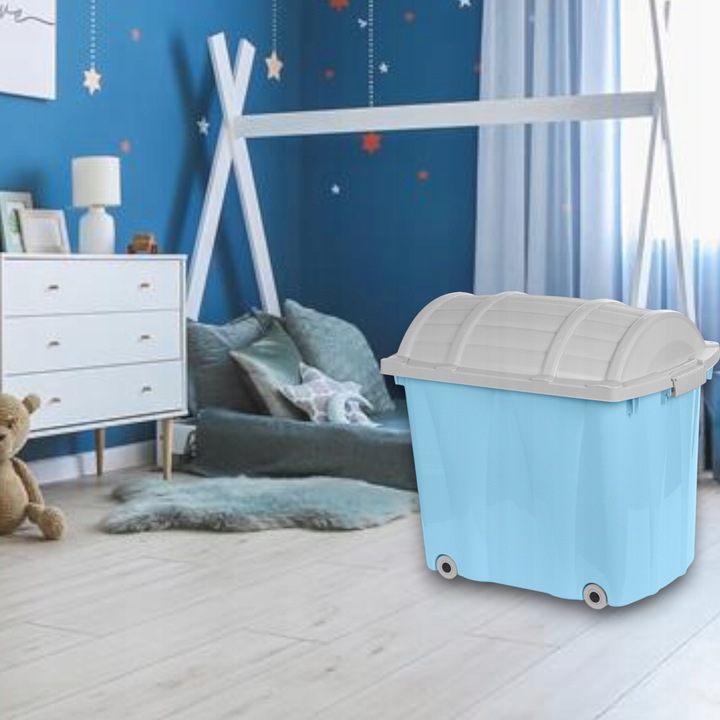 KOSZ NA ZABAWKI 60 L DUŻY POJEMNIK KUFER SKRZYNIA ORGANIZER KÓŁKA POJEMNY