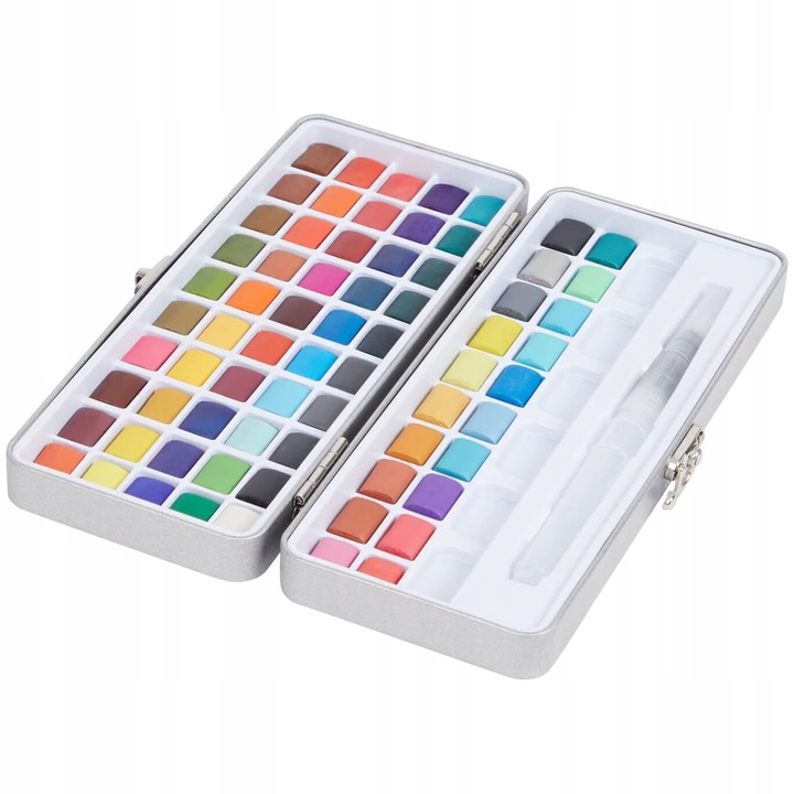 FARBY AKWARELOWE METALICZNE WODNE ZESTAW FARB W KOSTKACH AKWARELE 70 KOL