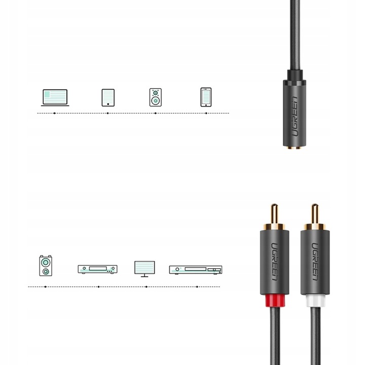Kabel Przewód Audio JACK 3,5 2x RCA Chinch STEREO HQ Przejściówka