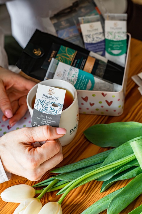 Herbata czarna liściasta Earl gray olej bergamotki Deluxe Palmira 15 saszet