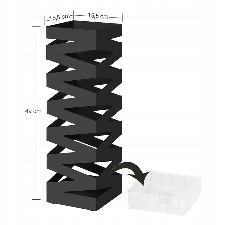 Stojak na parasole METALOWY z ociekaczem abażur czarny +4 HACZYKI