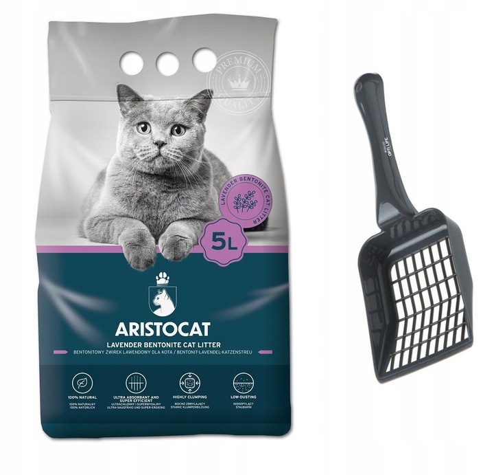 ARISTOCAT żwirek bentonitowy lawendowy 25l + łopatka do kuwety GRATIS