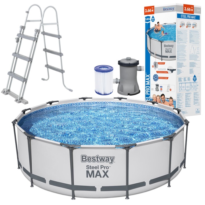 Basen stelażowy ZESTAW ogrodowy z pompą 366 x 100 Drabinka Filtr Bestway
