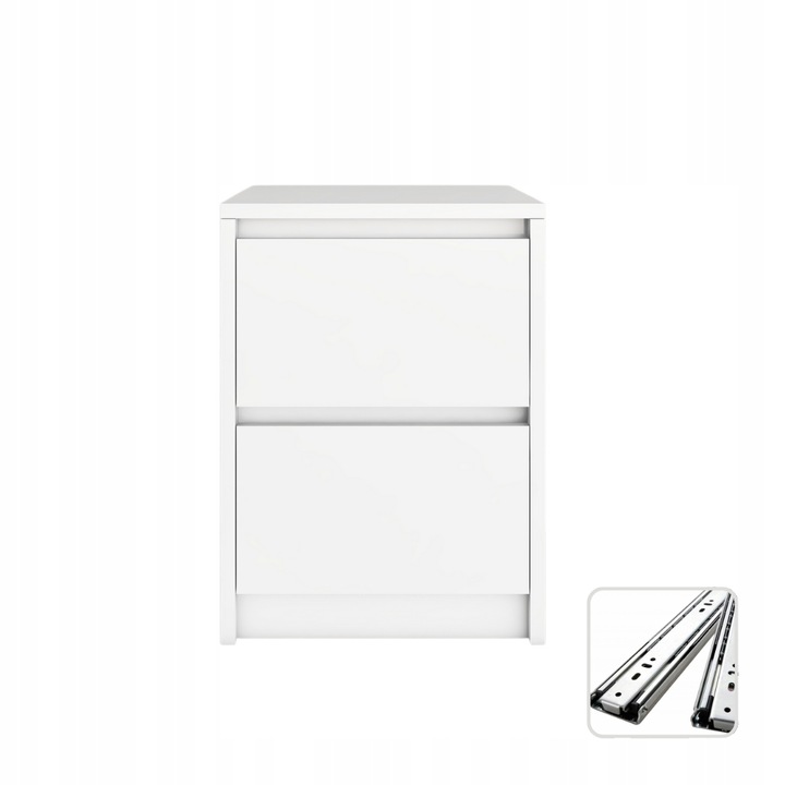 Praktyczna Szafka Nocna biała 2 szuflady stolik nocny loft 42x52x43cm