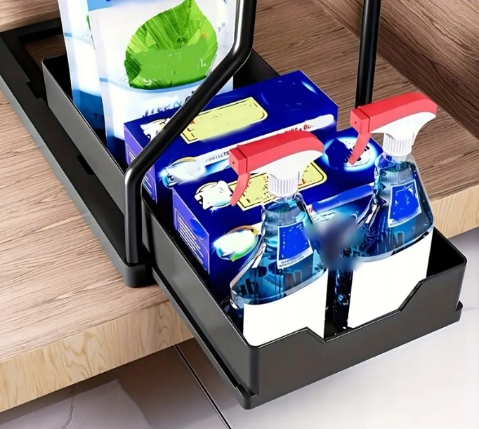 ORGANIZER POD ZLEW 2 POZIOMOWY WYSUWANA PÓŁKA STOJAK REGAŁ DO KUCHNI