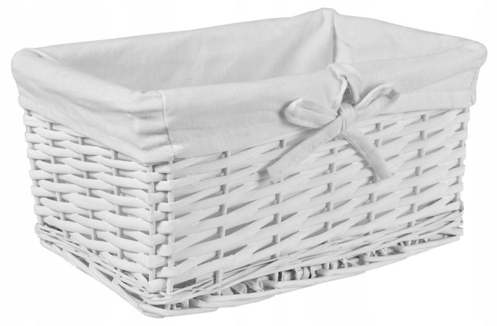 KOSZ WIKLINOWY BIAŁY KOSZYK POJEMNIK DEKORACYJNY DO SALONU ŁAZIENKI 30