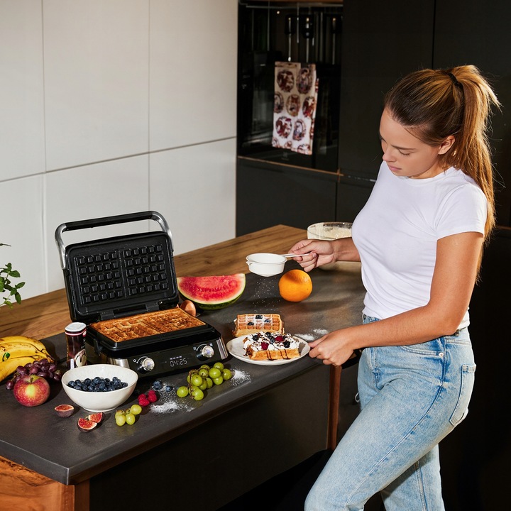 Gofrownica Yoer 2 DUŻE GOFRY +4 automatyczne programy +Regulacja chrupkości