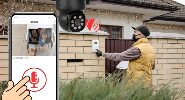 ZEWNĘTRZNA CZARNA BEZPRZEWODOWA KAMERA WIFI OBROTOWA IP 4MPX TUYA SMART DVS