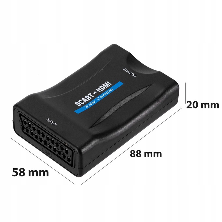 ADAPTER KONWERTER SCART DO HDMI PRZEJŚCIÓWKA SYGNALU EUROZŁĄCZE AV
