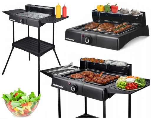 DUŻY GRILL ELEKTRYCZNY OGRODOWY STOJĄCY 2000W 2w1