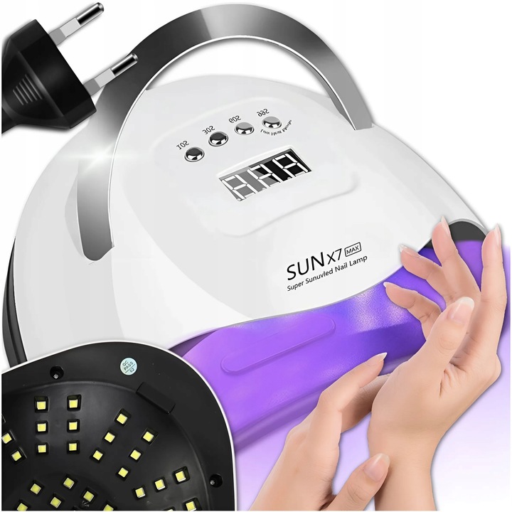 LAMPA UV DO PAZNOKCI LED 180W DO HYBRYD ŻELI MOCNA SUN X7 MAX BIAŁA LCD