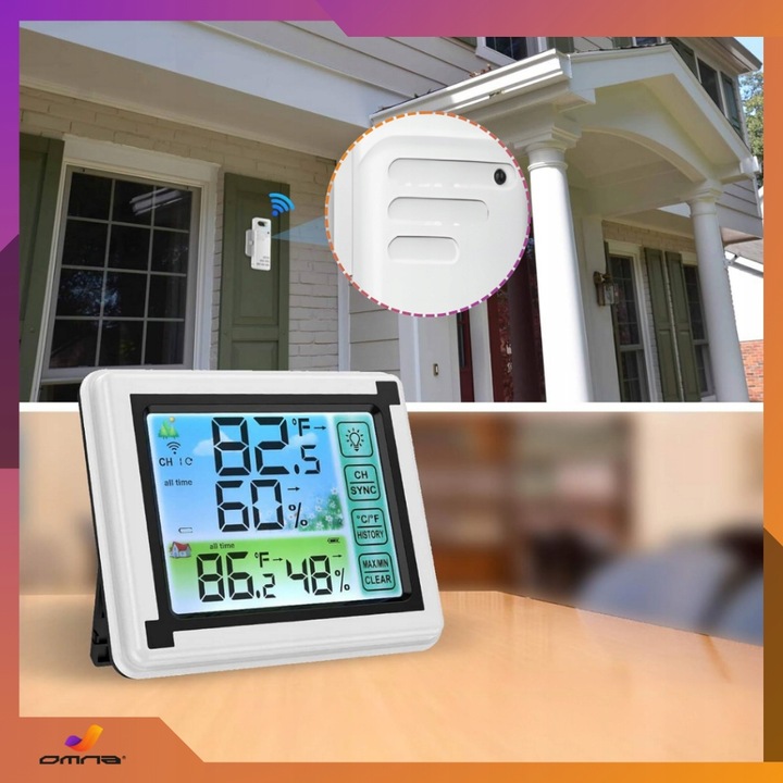Stacja pogody bezprzewodowa pogodowa meteo 3 czujniki zewnętrzna