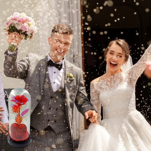 WIECZNA RÓŻA W SZKLE W KOPULE ŚWIECĄCA NA WALENTYNKI LED PREZENT PUDEŁKO