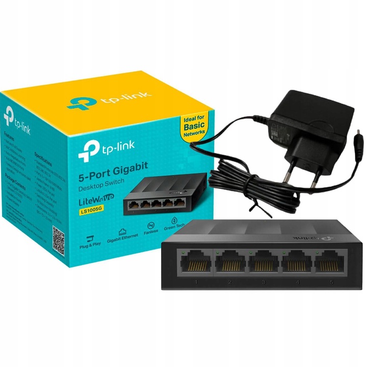 ENERGOOSZCZĘDNY SWITCH Tp-Link LS1005G 5x1GBit 1GB + zasilacz