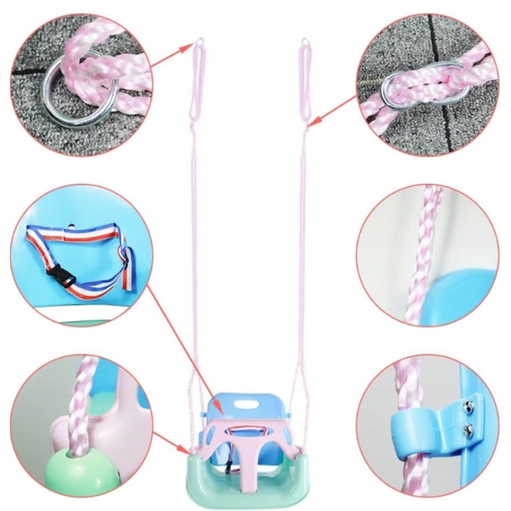 Huśtawka Ogrodowa Modułowa domowa dla Dzieci 3w1 Mocna na Linach Bezpieczna