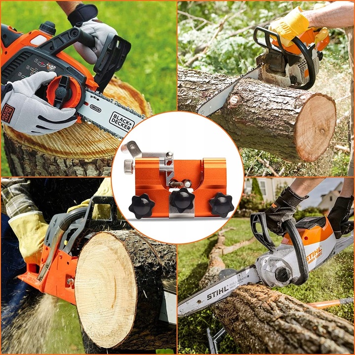 OSTRZAŁKA ŁAŃCUCHÓW PIŁY SPALINOWEJ PILARKI RĘCZNA + 4 OSTRZA OSEŁKI