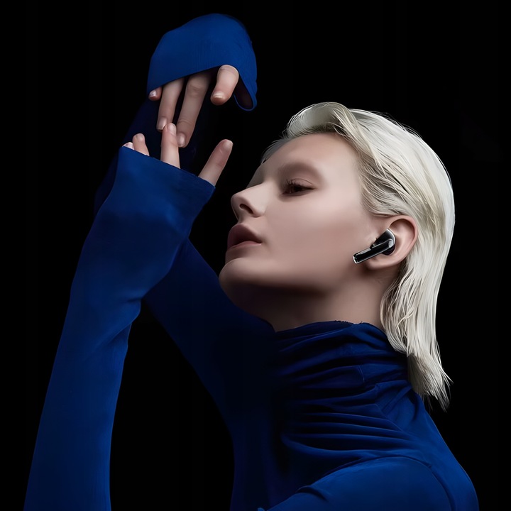 Słuchawki Bezprzewodowe Douszne PRO Lekkie ANC Mikrofon Czarne Wyświetlacz