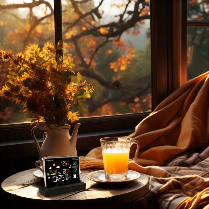 Stacja pogodowa pogody meteo Higrometr Barometr Termometr Zegar Manta