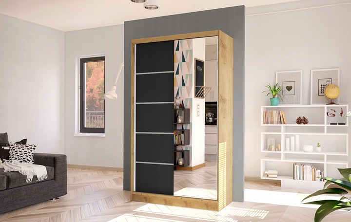 SZAFA PRZESUWNA DIEGO III z lustrem 100cm - pojemna GARDEROBA