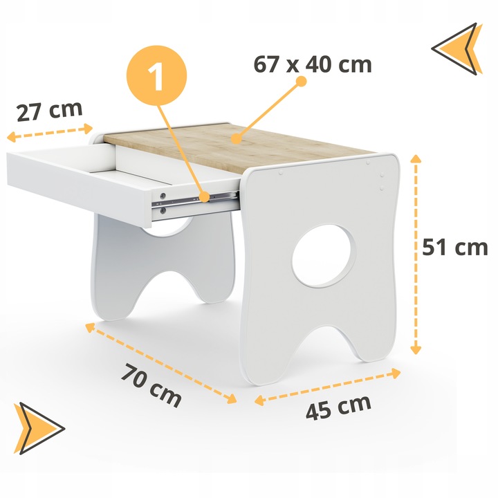 Stolik i krzesełko z szufladą Różne kolory