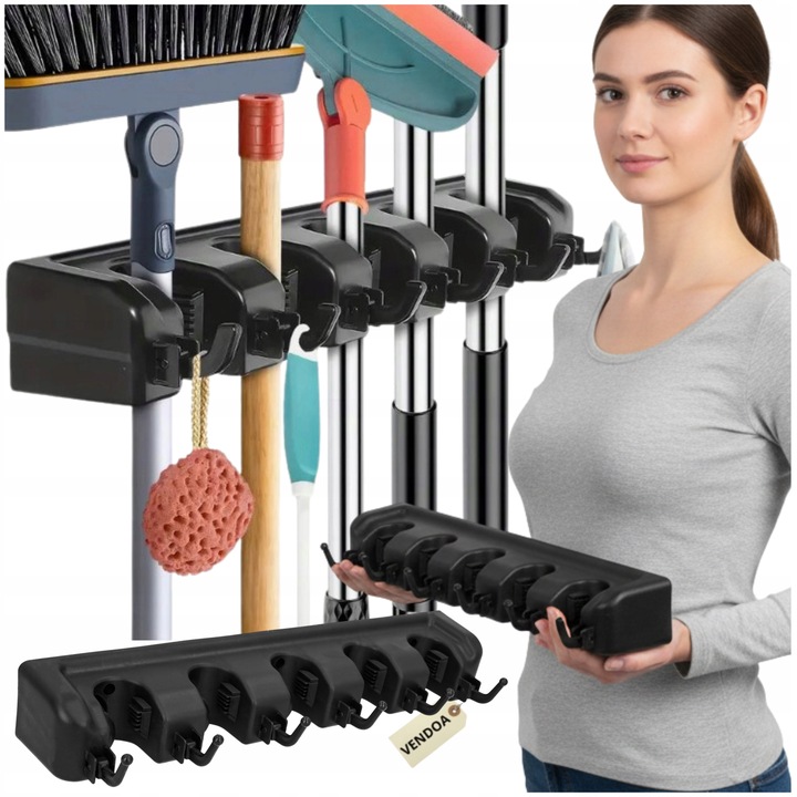 WIESZAK UCHWYT NA ŚCIANĘ ŚCIENNY NA MIOTŁY NARZĘDZIA SZCZOTKI GRABIE