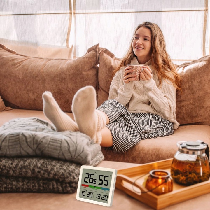 STACJA POGODOWA MANTA BEZPRZEWODOWA TERMOMETR HIGROMETR ZEGAR DATA