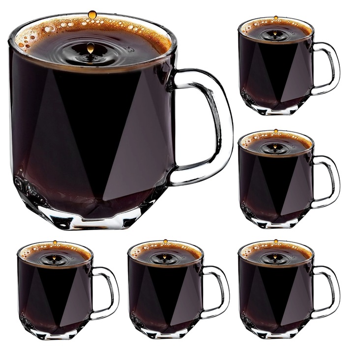 Szklanki do kawy herbaty LUXITO Maks 300ml Komplet szklanek kubków 6szt