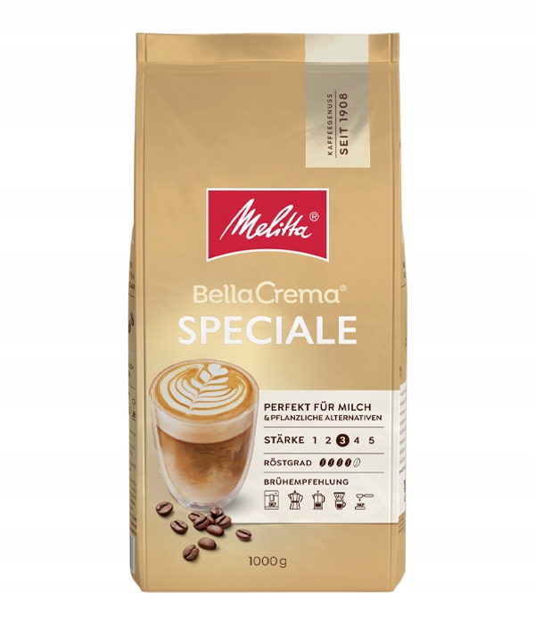 Kawa ziarnista MELITTA BELLACREMA SPECIALE 1kg | niegorzka, z nutą orzecha