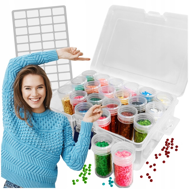 Zestaw 24 pojemników do diamond painting akcesoria haft diamentowy mozaika