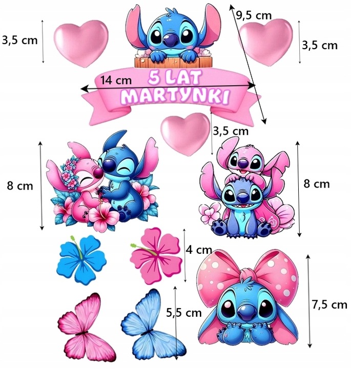 OPŁATEK NA TORT Z CUKRU WYDRUK LILO i STICH STITCH CUKROWA DEKORACJA