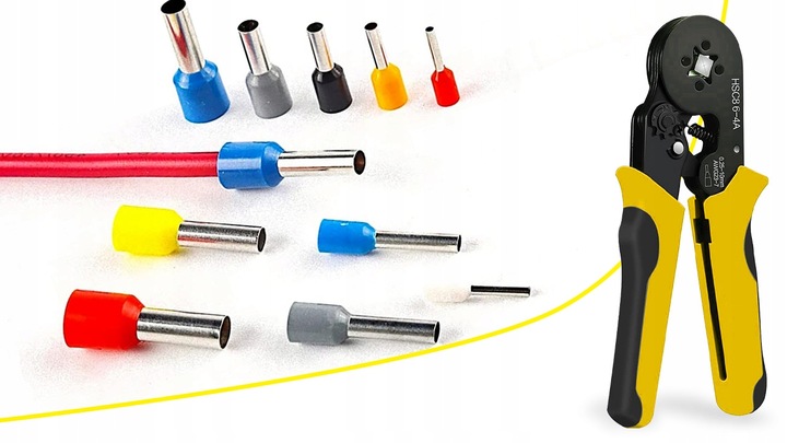 ZACISKARKA DO TULEJEK KONEKTORÓW PRZEWODÓW ZESTAW PRASKA + 1200 SZT