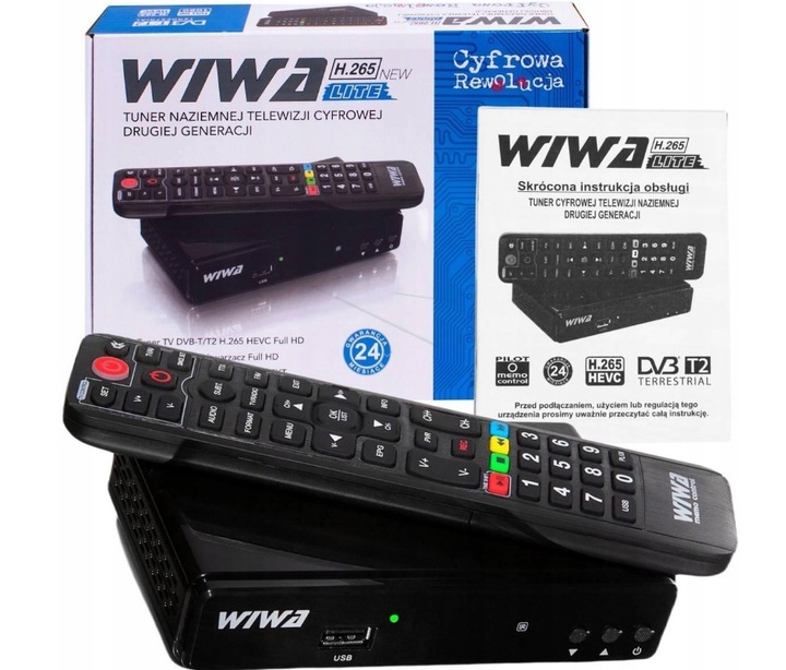 Tuner Odbiornik Dekoder DVB-T/T2 WIWA H.265 LITE TV naziemnej drugiej