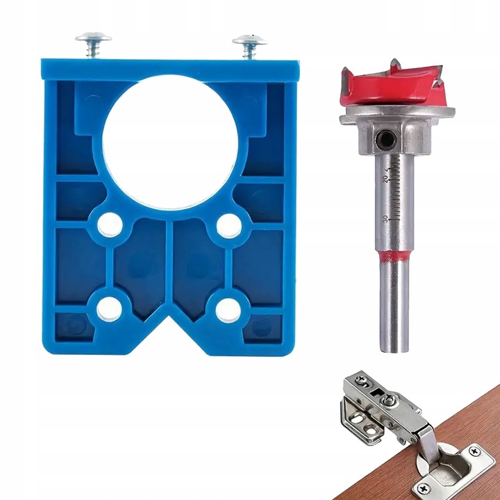 FREZ DO ZAWIASÓW PUSZKOWYCH 35mm SZABLON OTWORÓW ZESTAW DO WIERCENIA