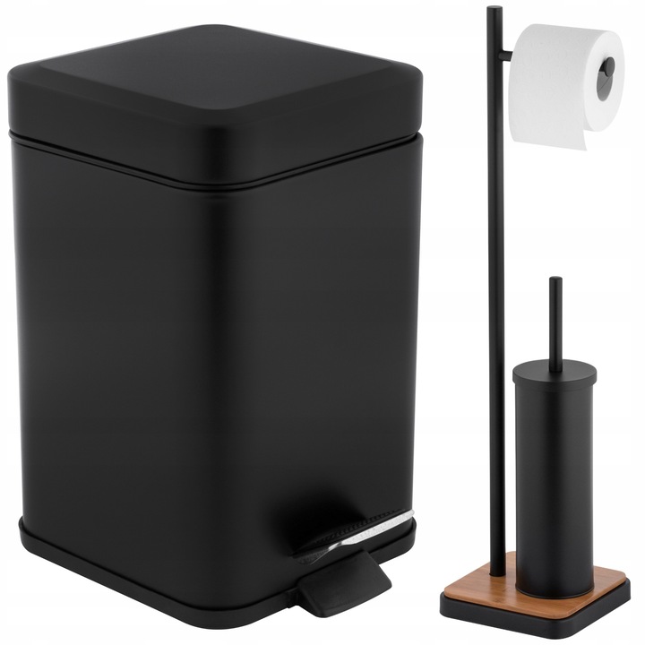 Zestaw łazienkowy KOSZ NA ŚMIECI stojak NA PAPIER TOALETOWY szczotka DO WC