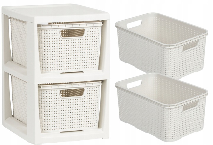 REGAŁ KOMODA STOJAK Z 2 KOSZAMI RATTAN BRANQ 1727A