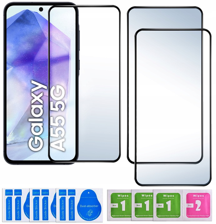 3x SZKŁO NA CAŁY EKRAN do Samsung A35 5G | A55 5G SZYBKA 5D zestaw 3 sztuk