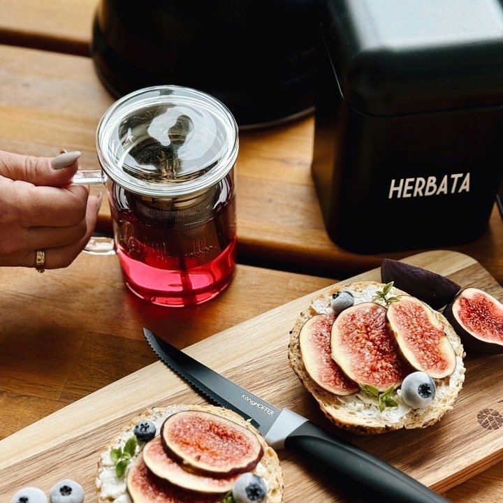 KUBEK z ZAPARZACZEM Nierdzewny z Uchem SZKLANY Konighoffer Cortese 350 ml