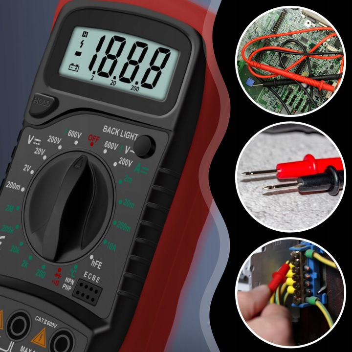 MIERNIK MULTIMETR CYFROWY PRĄDU NAPIĘCIA LCD TESTER UNIWERSALNY AC DC 10A