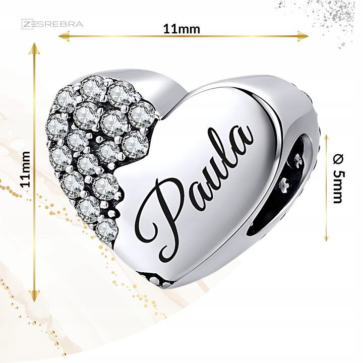 CHARMS srebrne SERCE GRAWER srebro koralik zawieszka charms 925 SERDUSZKO