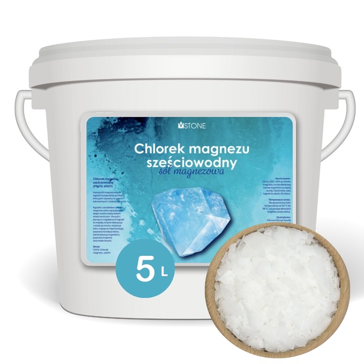 Chlorek Magnezu Sześciowodny PŁATKI MAGNEZOWE Sól Do SPA Sól Do Kąpieli 5L