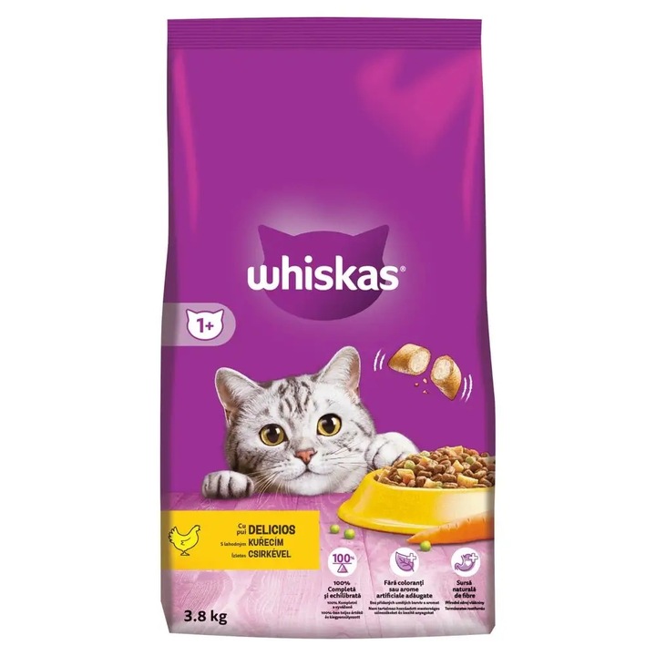 WHISKAS SUCHA KARMA DLA KOTÓW DOROSŁYCH KURCZAK 3,8 KG