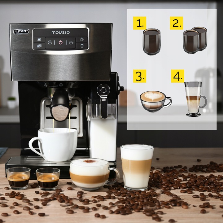 Ekspres do kawy Ciśnieniowy Automatyczny Yoer INOX 20bar + Spieniacz