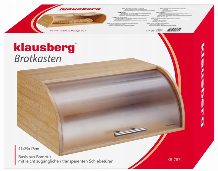 Chlebak bambusowy drewniany 41cm pojemnik na pieczywo chleb bułki KLAUSBERG