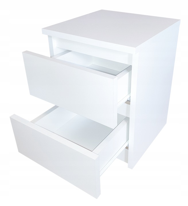 Szafka nocna, dwie szuflady stolik nocny, biała, salon sypialnia biuro