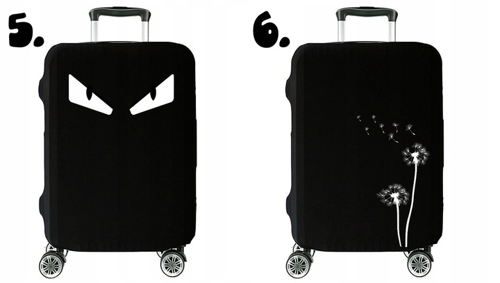 Pokrowiec na Walizkę Ochronny Etui Trzy Rozmiary S M L Czarny z Tekstem