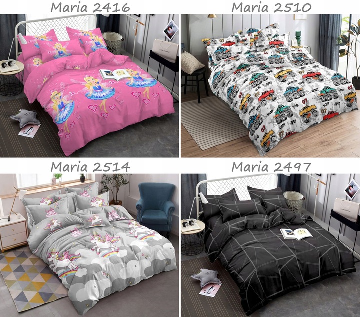 Pościel 160x200 + 2 poszewki KOMPLET POŚCIELI bawełnianej satyny WYBÓR