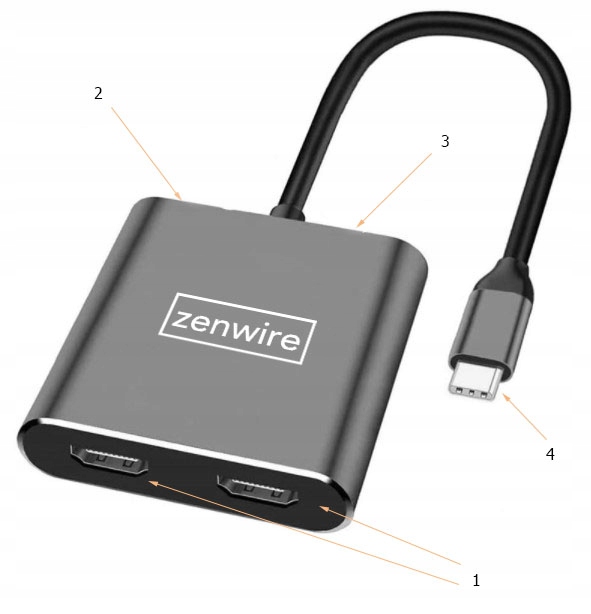ADAPTER HUB Przejściówka USB-C 3.1 4W1 2x HDMI 4K USB 3.0 Power Delivery PD